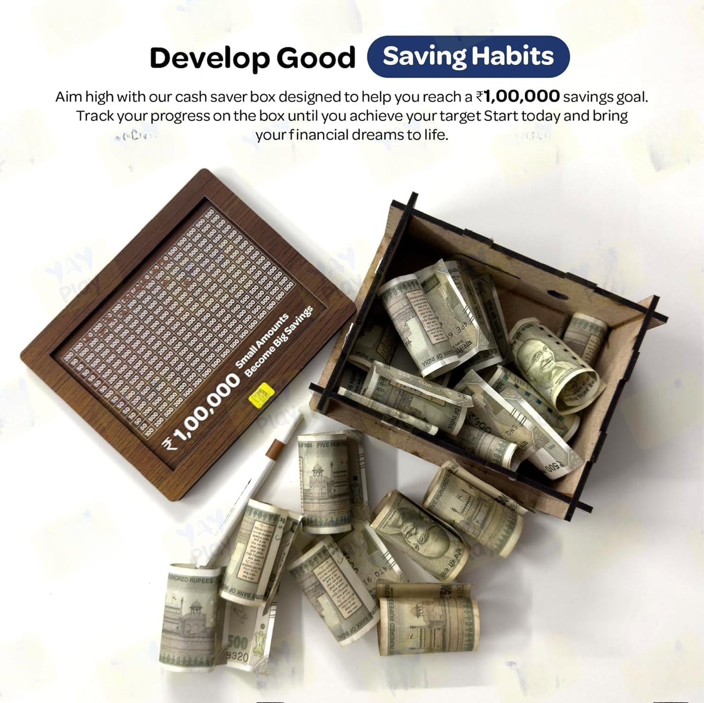 EliteNest Wooden Piggy Bank for 1 Lakh Money Saving