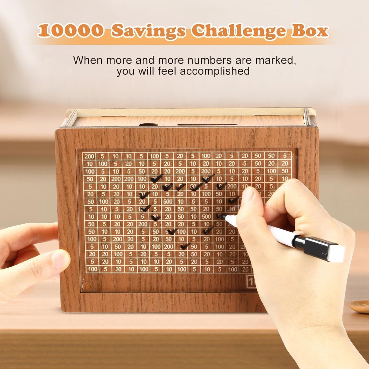 EliteNest Wooden Piggy Bank for 1 Lakh Money Saving