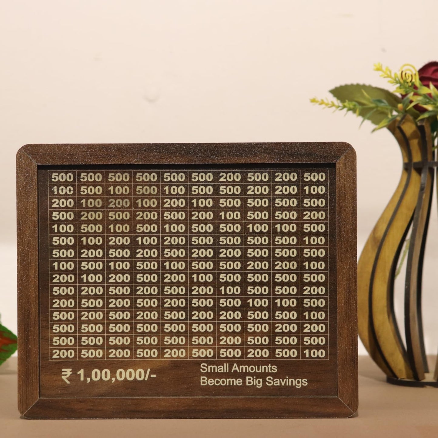 EliteNest Wooden Piggy Bank for 1 Lakh Money Saving