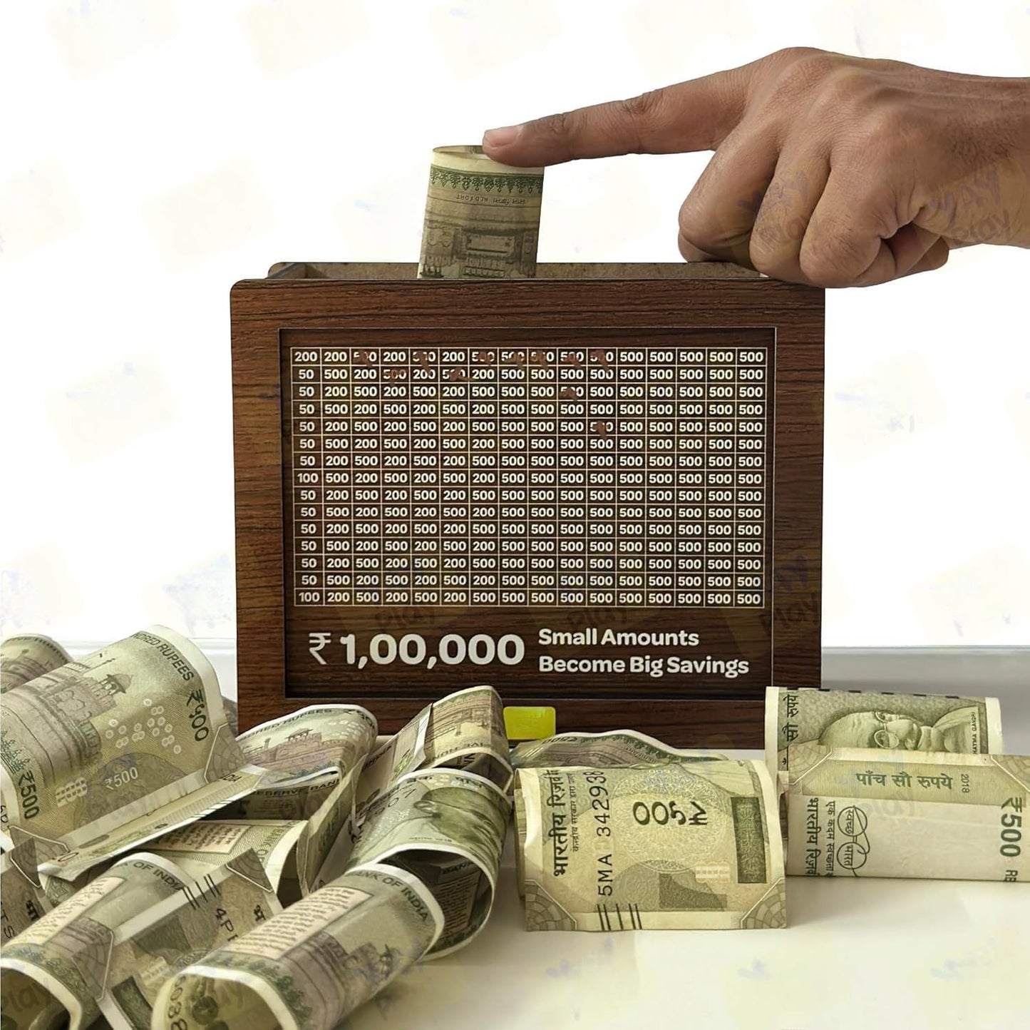 EliteNest Wooden Piggy Bank for 1 Lakh Money Saving