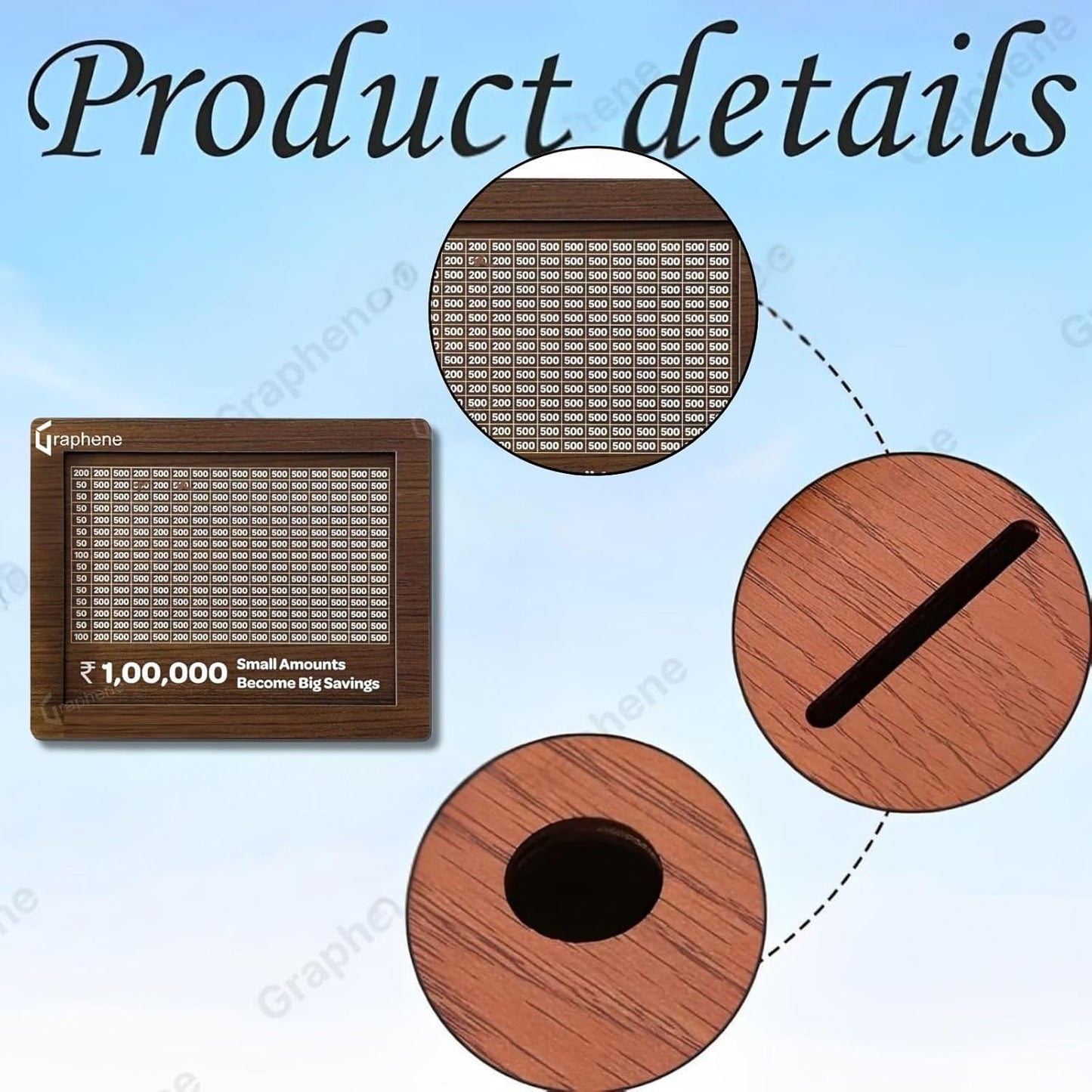 EliteNest Wooden Piggy Bank for 1 Lakh Money Saving