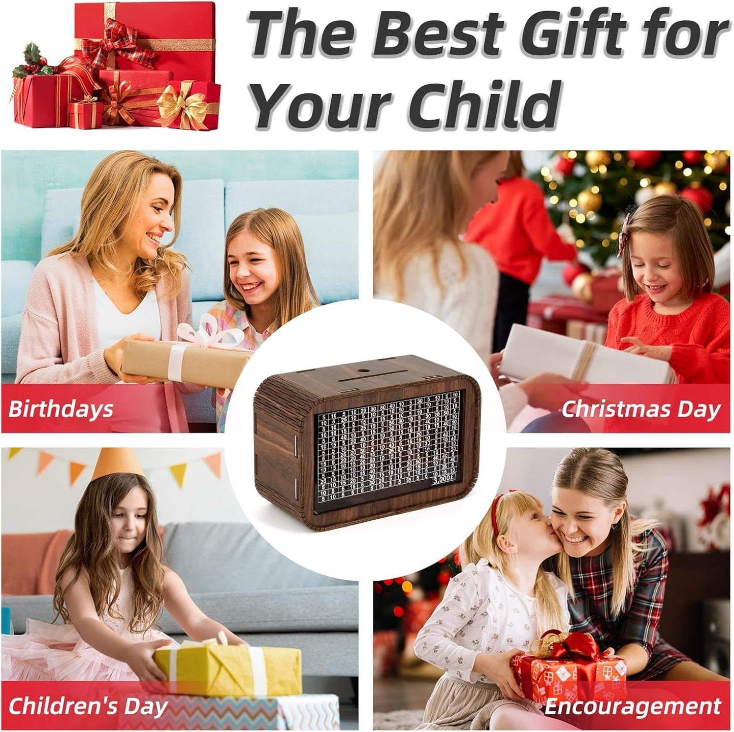 EliteNest Wooden Piggy Bank for 1 Lakh Money Saving